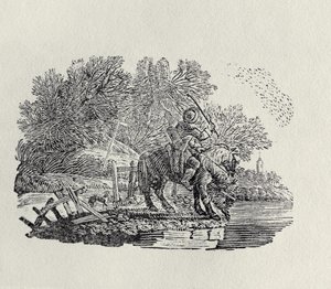 Un cavaliere distratto da uno stormo di uccelli da Thomas Bewick
